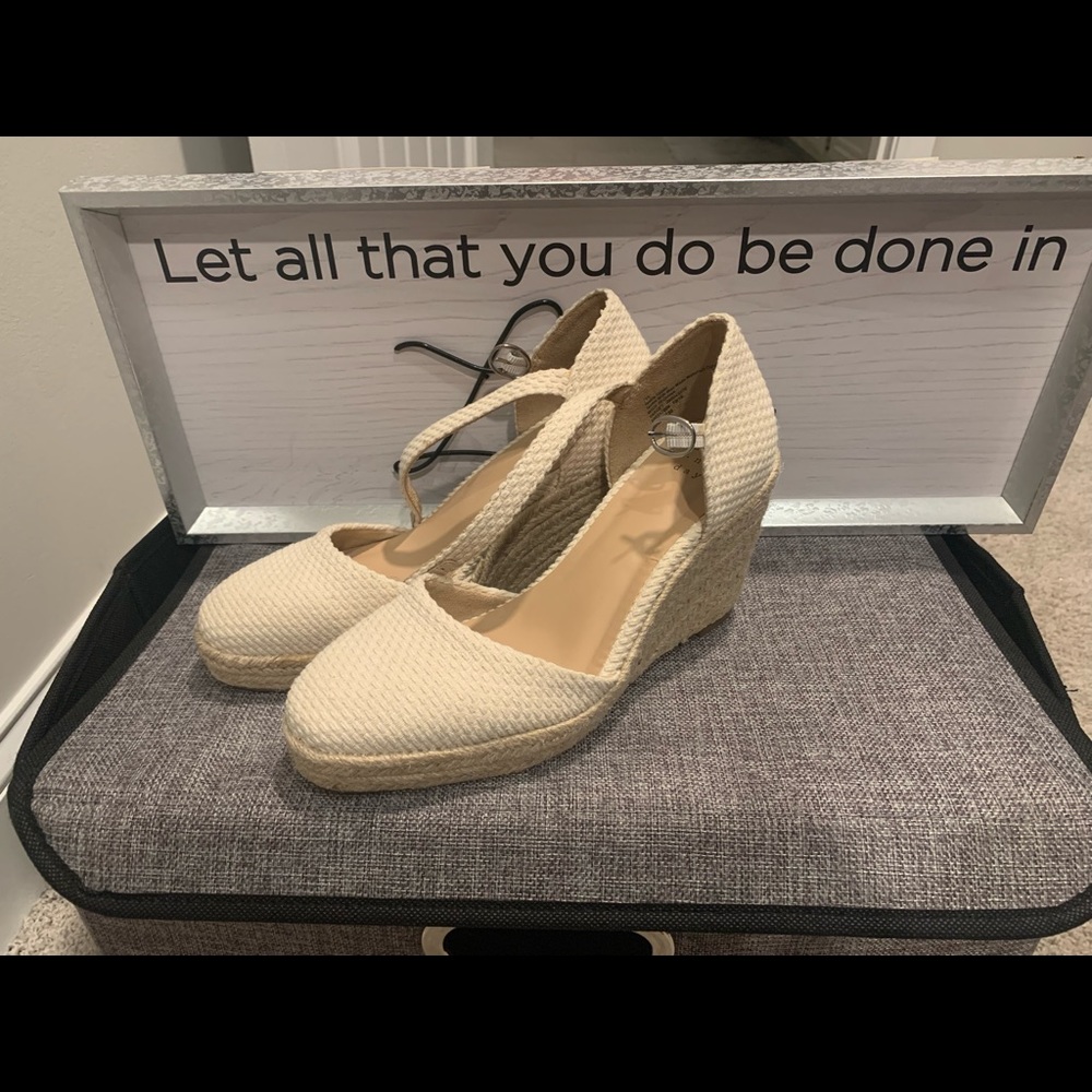 A new day Espadrilles. I have two pair. Size 6 and Size 7.5. Brand new